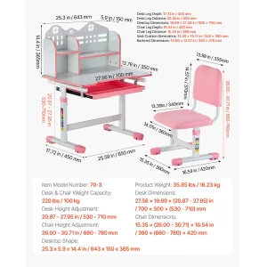 Kids Study Chair and Desk Set